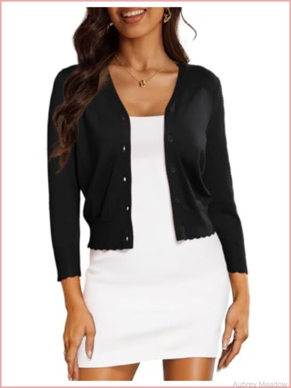 Women's Cropped Cardigan 3/4 Sleeve Bolero Shrug Lightweight Knit Sweater